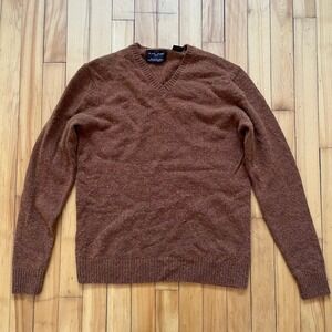 Black Brown 1826 Mens Lambswool Blend V-Neck Sweater Brown Size Medium